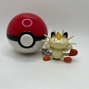 Vintage 1999 Nintendo Pokémon Meowth Keychain With Ball Catch & Release
